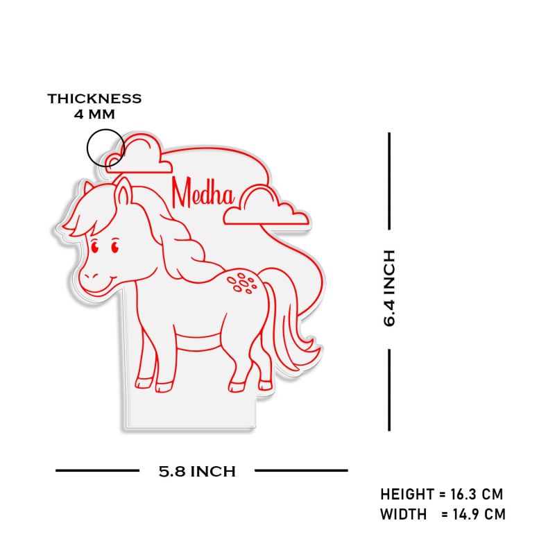 3D Illusion Cute Horse Night lamp with Multicolored Light Customized with Name Gift for Kids Bedroom Decoration